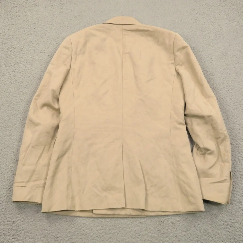 AllSaints Blazer 36R Linen Cotton Double Breasted Surgeon Cuffs Tan Jacket Mens